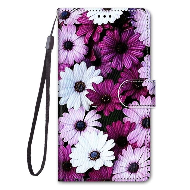 Housse Samsung Galaxy M53 5G Fleurs avec Lanière