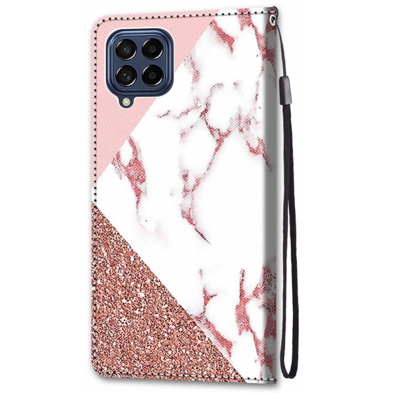 Housse Samsung Galaxy M53 5G Triangle en Marbre et Paillettes