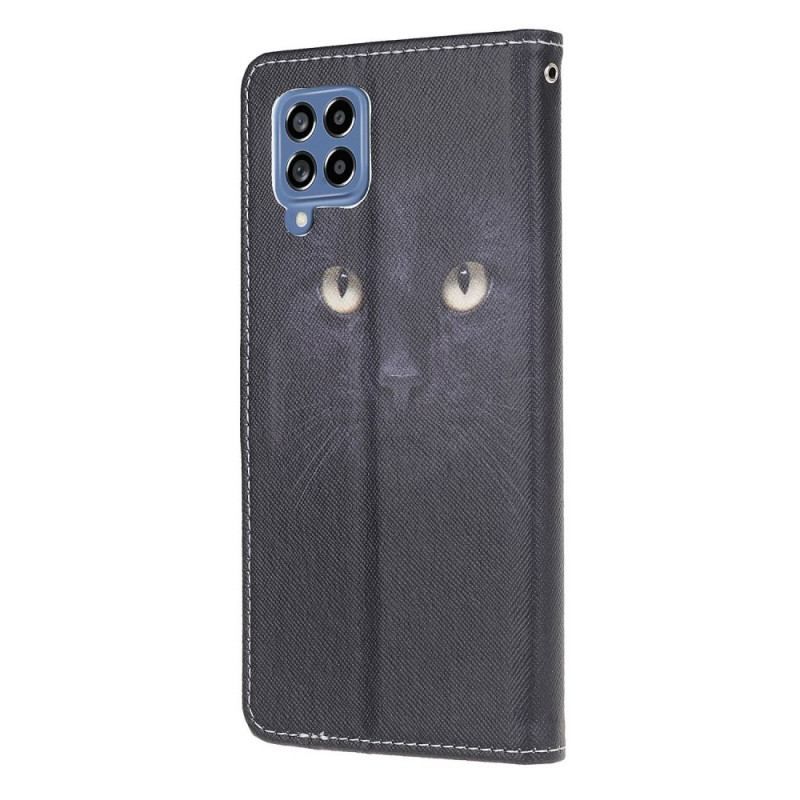 Housse Samsung Galaxy M53 5G Yeux de Chat à Lanière