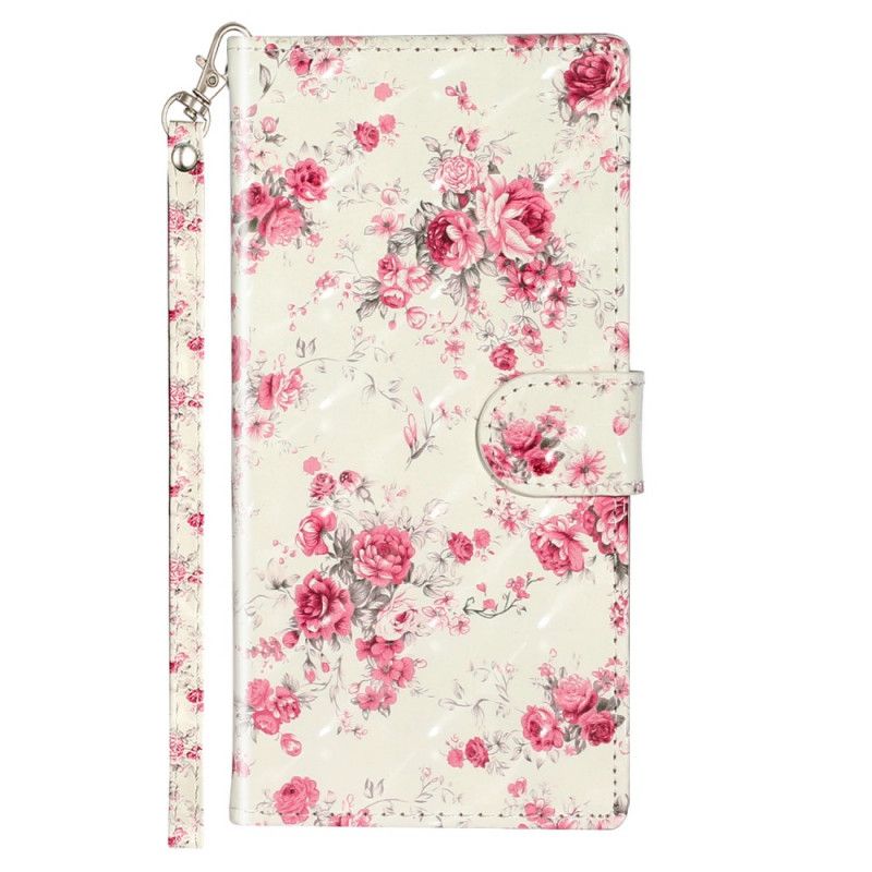 Housse Samsung Galaxy Note 10 Fleurs Light Spots À Lanière