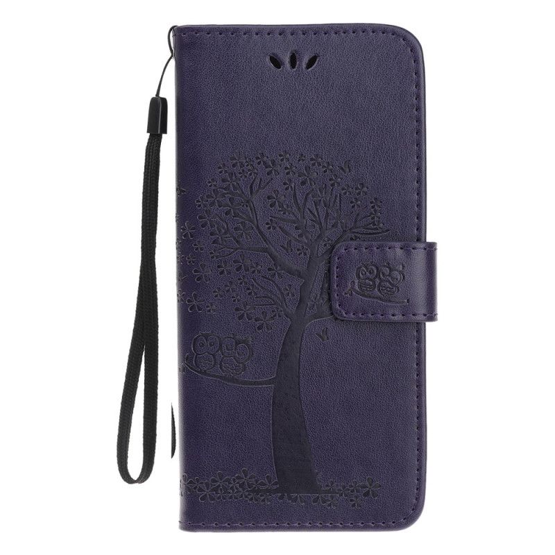 Housse Samsung Galaxy Note 10 Plus Arbre Et Hiboux À Lanière