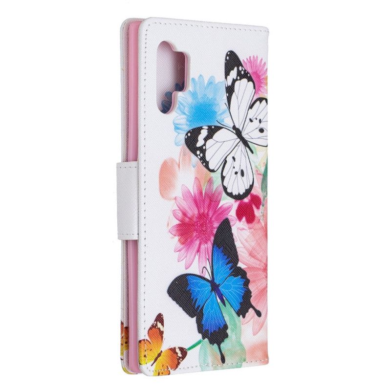 Étui Housse Samsung Galaxy Note 10 Plus Papillons Et Fleurs Peints