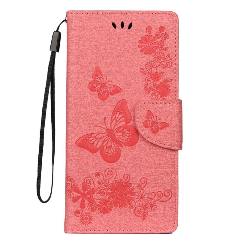 Housse Samsung Galaxy Note 10 Plus Papillons Et Floralies À Lanière
