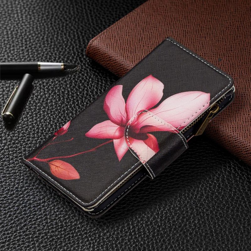 Housse Samsung Galaxy Note 10 Poche Zippée Fleur