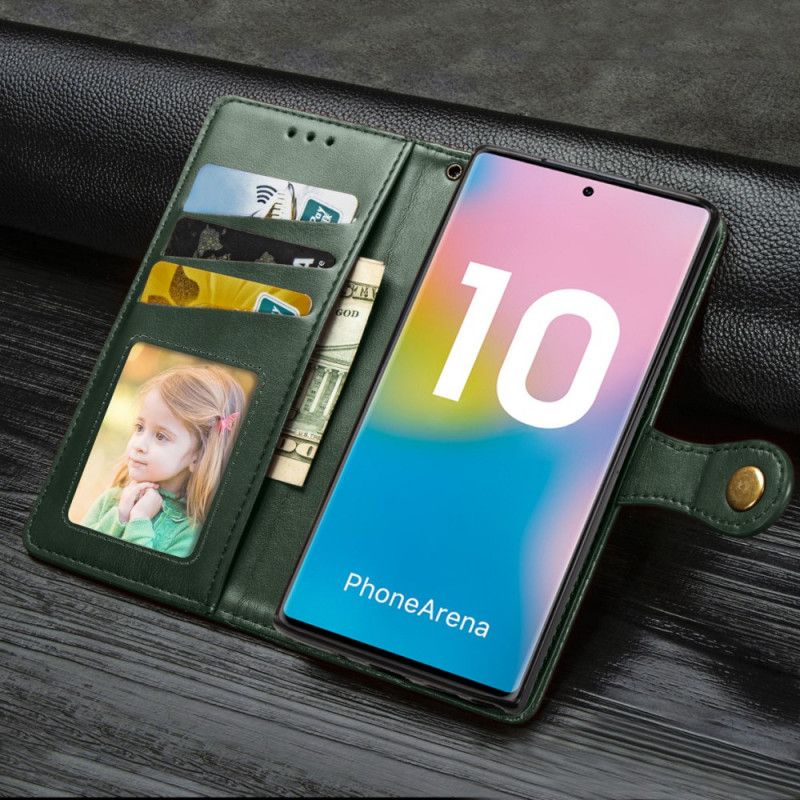 Housse Samsung Galaxy Note 10 Simili Cuir Épurée À Lanière