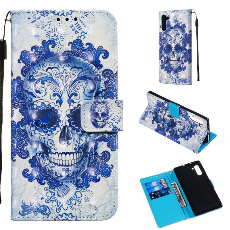 Étui Housse Samsung Galaxy Note 10 Tête De Mort Bleue