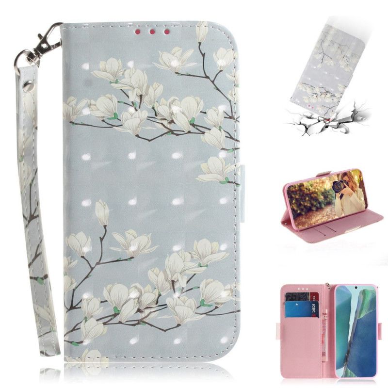 Housse Samsung Galaxy Note 20 Arbre En Fleurs À Lanière