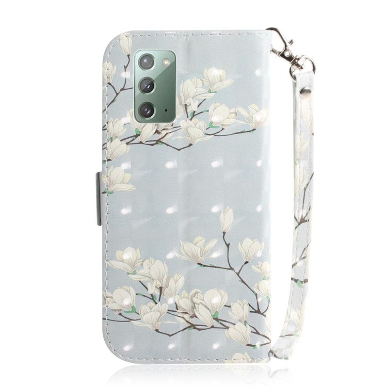 Housse Samsung Galaxy Note 20 Arbre En Fleurs À Lanière