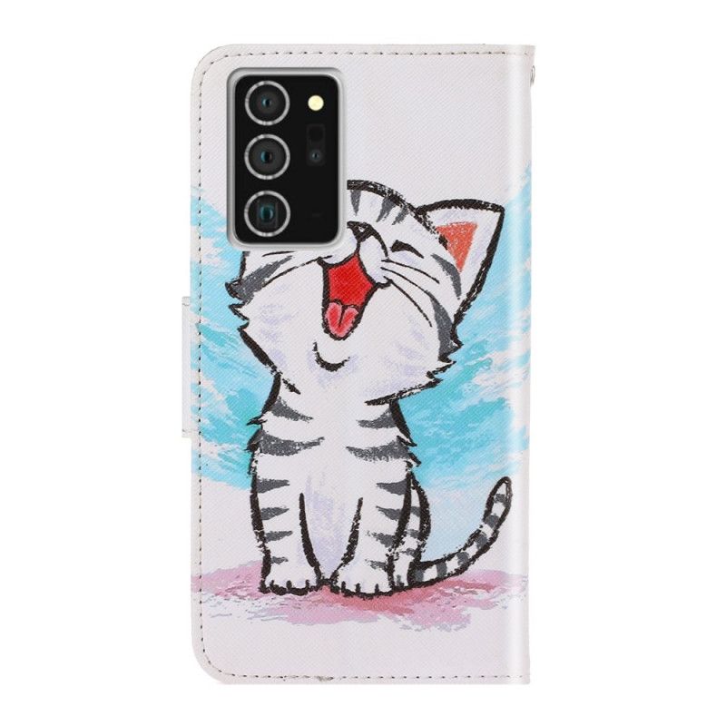 Housse Samsung Galaxy Note 20 Chaton Couleur À Lanière