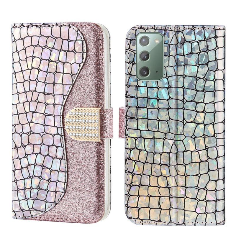 Housse Samsung Galaxy Note 20 Croco Diamants