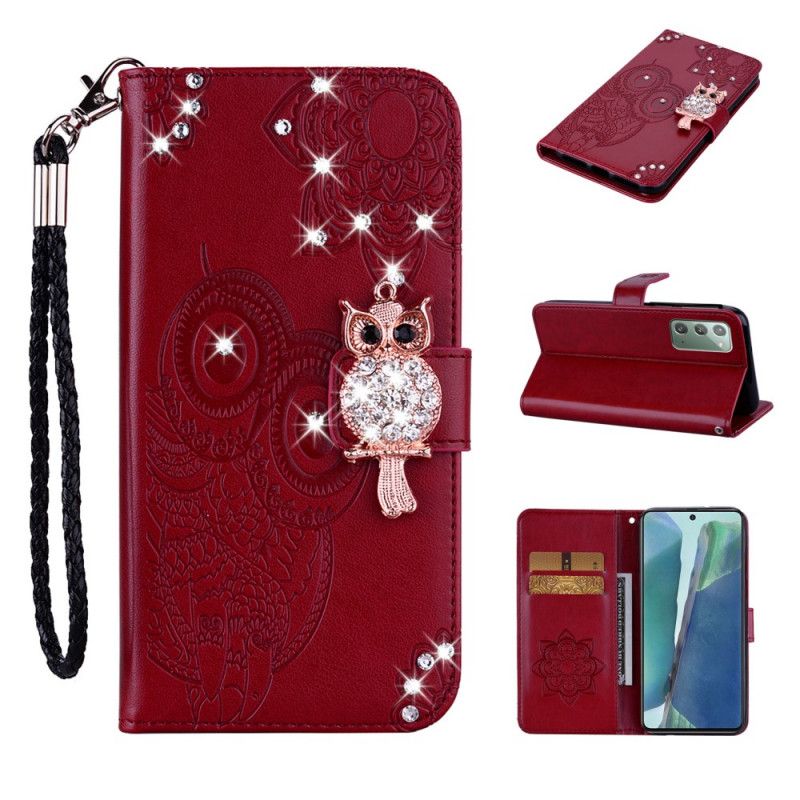 Housse Samsung Galaxy Note 20 Hibou Mandala Et Breloque