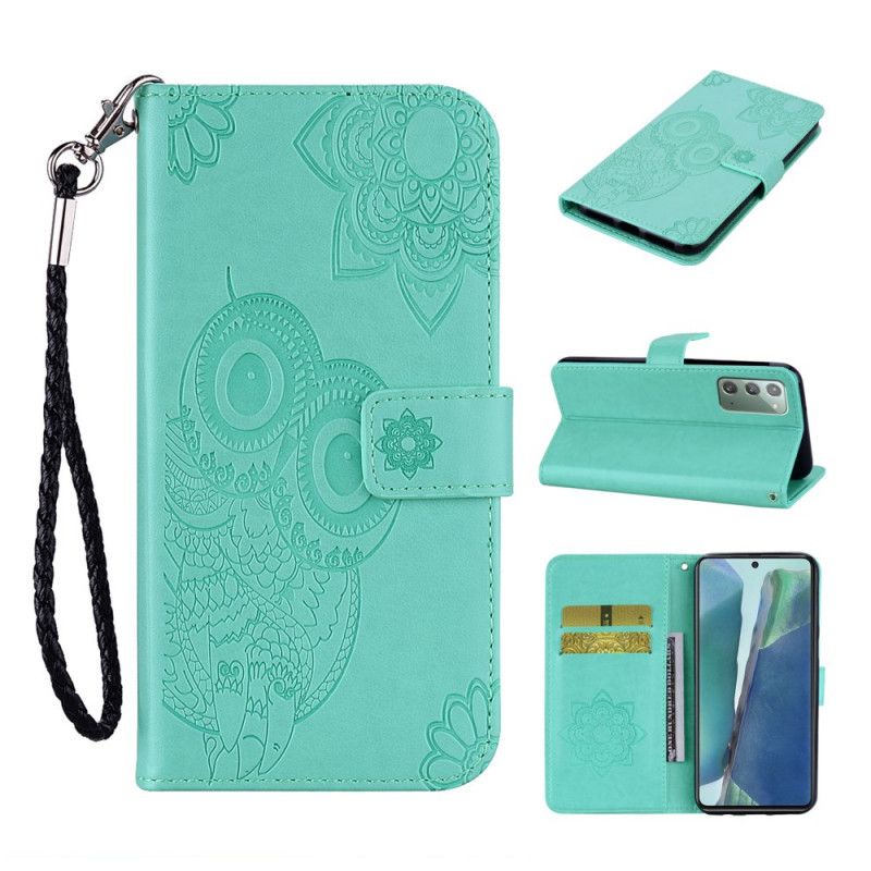 Housse Samsung Galaxy Note 20 Hibou Mandala Et Lanière