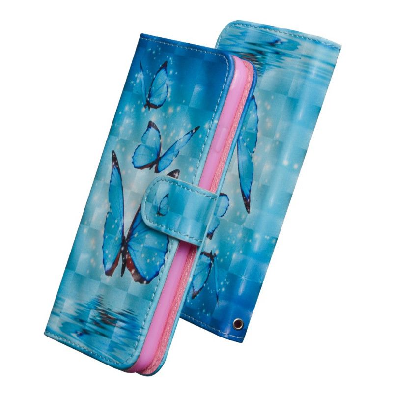 Housse Samsung Galaxy Note 20 Papillons Bleus Volants