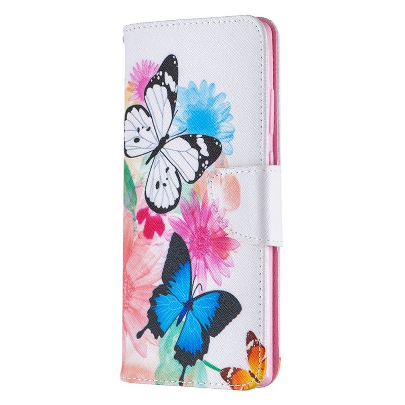 Housse Samsung Galaxy Note 20 Papillons Et Fleurs Peints