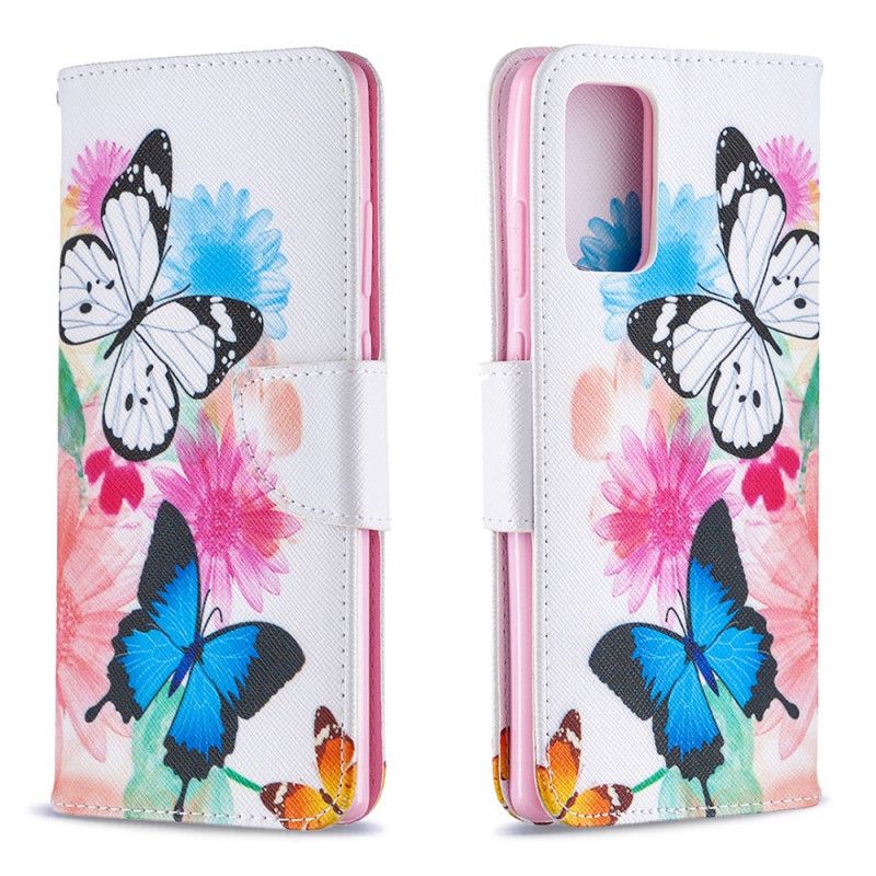 Housse Samsung Galaxy Note 20 Papillons Et Fleurs Peints