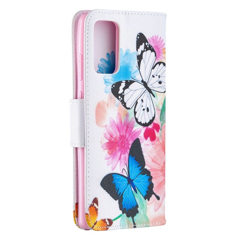 Housse Samsung Galaxy Note 20 Papillons Et Fleurs Peints