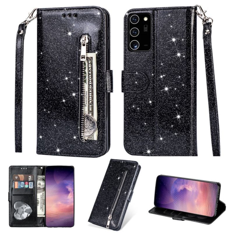 Housse Samsung Galaxy Note 20 Porte-monnaie Paillettes