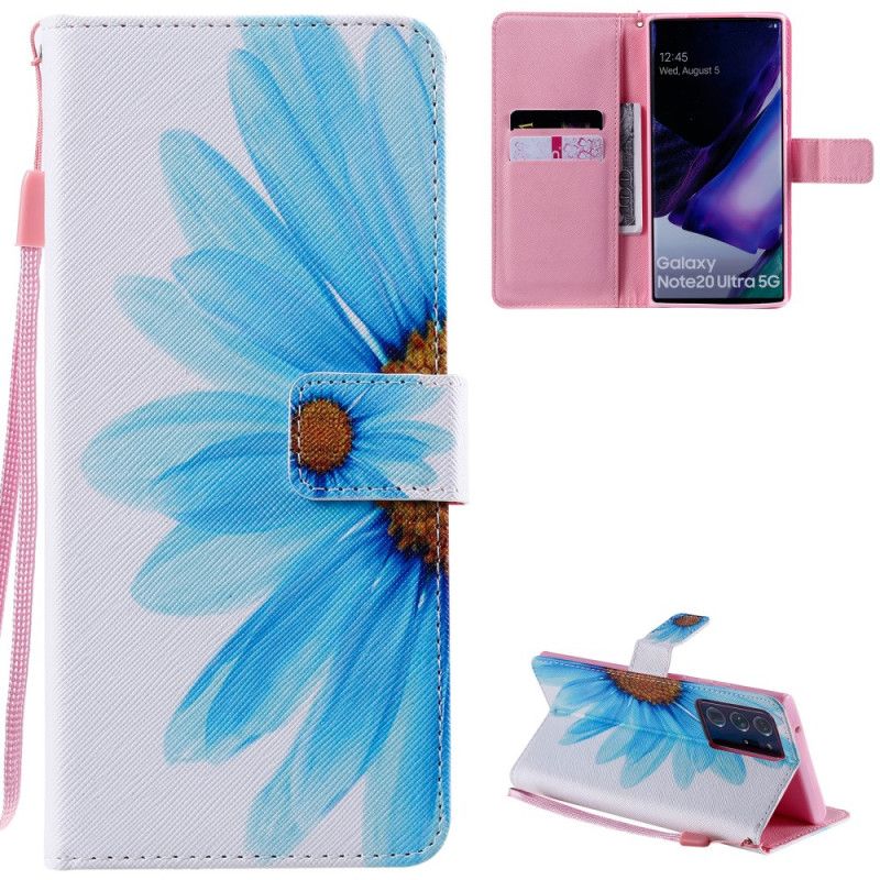 Étui Housse Samsung Galaxy Note 20 Ultra Fleur Aquarelle Bleue