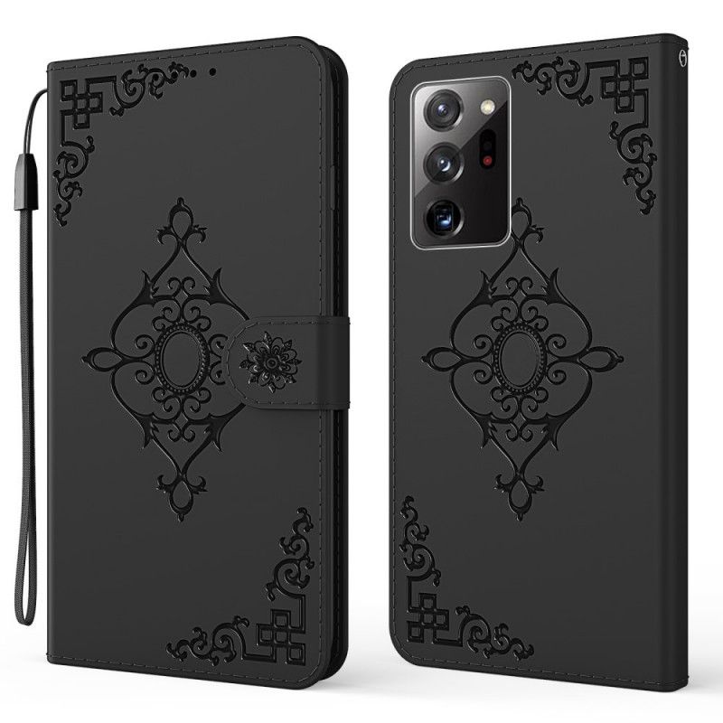 Housse Samsung Galaxy Note 20 Ultra Fleur Baroque À Lanière