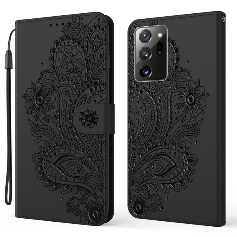 Housse Samsung Galaxy Note 20 Ultra Motif Baroque À Lanière