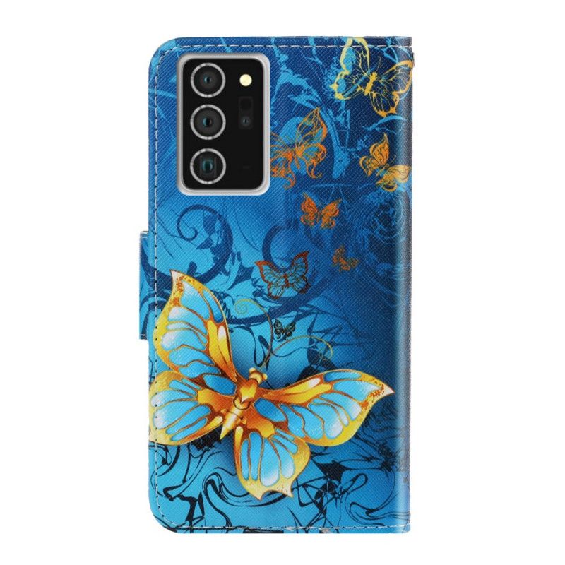Housse Samsung Galaxy Note 20 Variations Papillons À Lanière