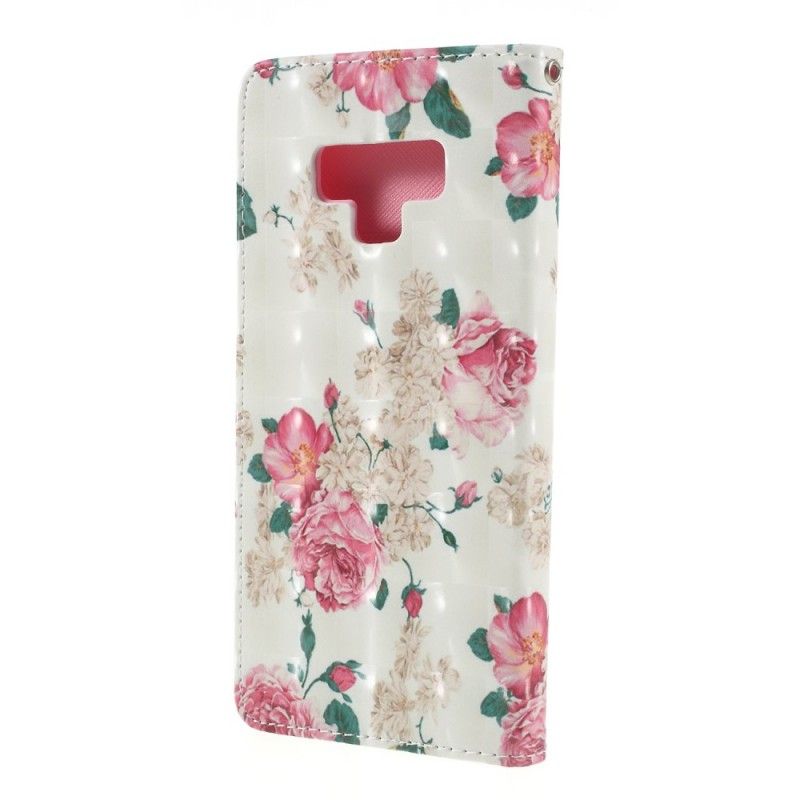 Housse Samsung Galaxy Note 9 Fleurs Liberty À Lanière