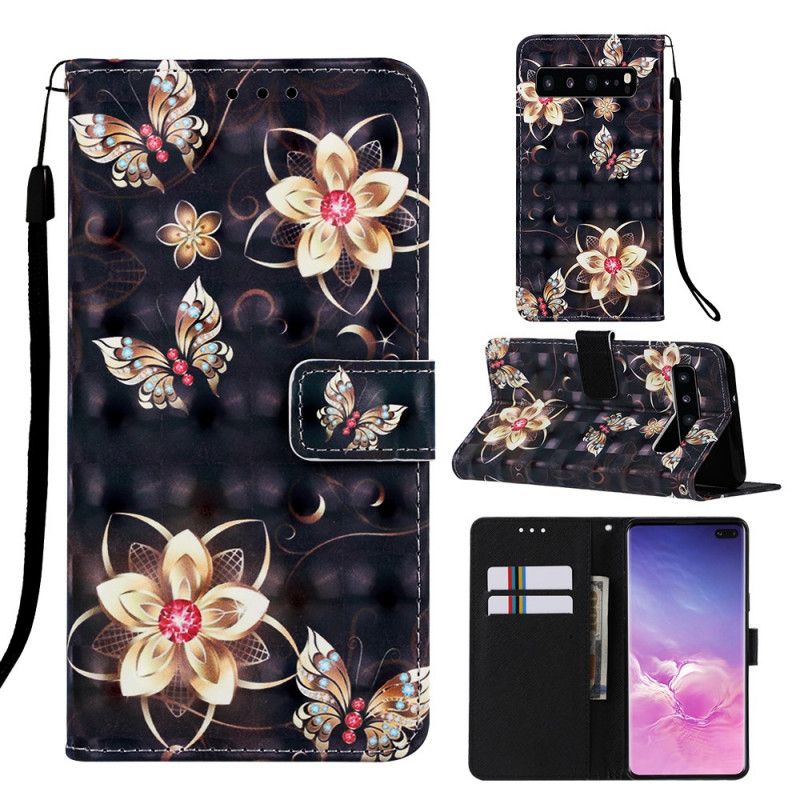 Housse Samsung Galaxy S10 5g Fleurs Dorés