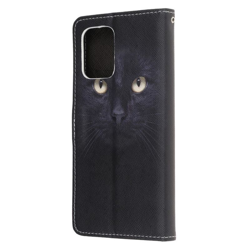 Housse Samsung Galaxy S10 Lite Yeux De Chat Noir À Lanière