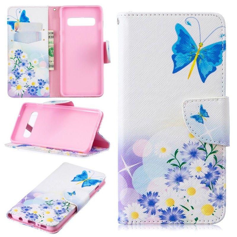 Housse Samsung Galaxy S10 Papillons Et Fleurs Peints