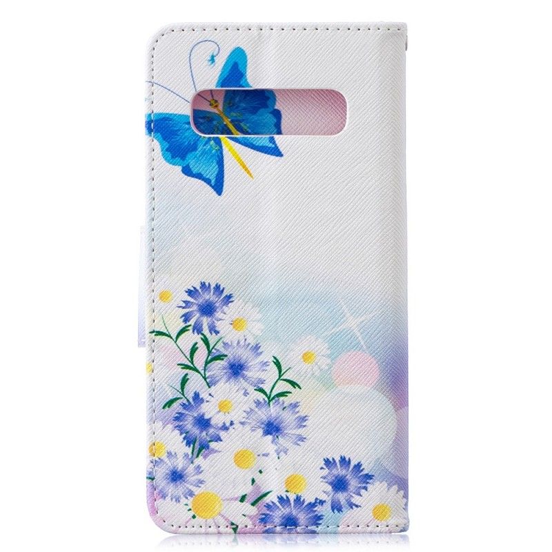 Housse Samsung Galaxy S10 Papillons Et Fleurs Peints