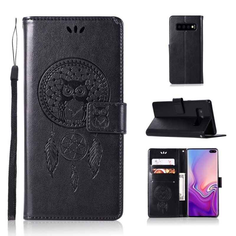 Housse Samsung Galaxy S10 Plus Effet Cuir Attrape Rêves Hibou