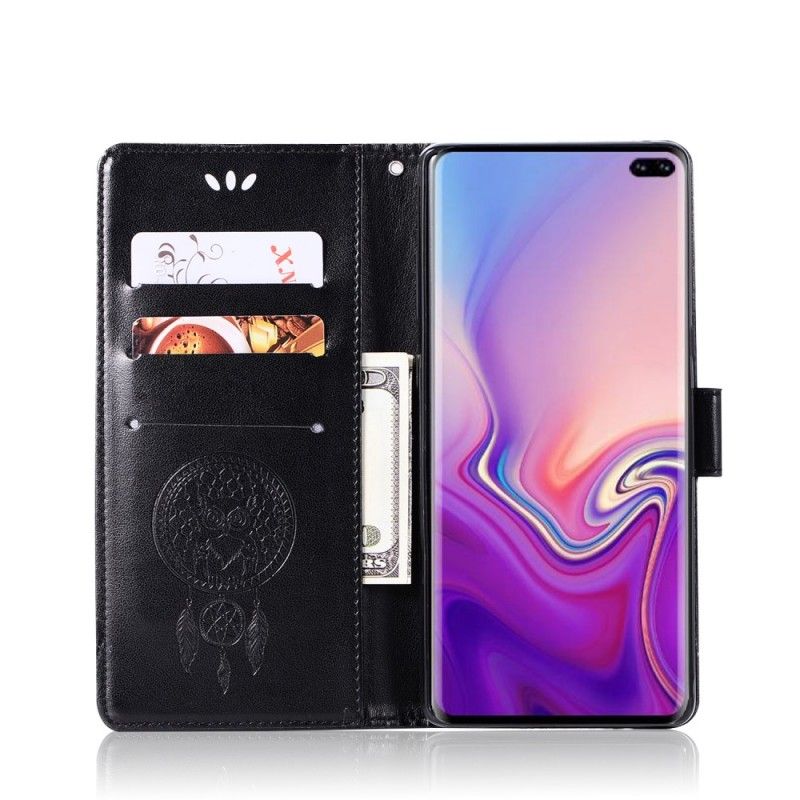 Housse Samsung Galaxy S10 Plus Effet Cuir Attrape Rêves Hibou