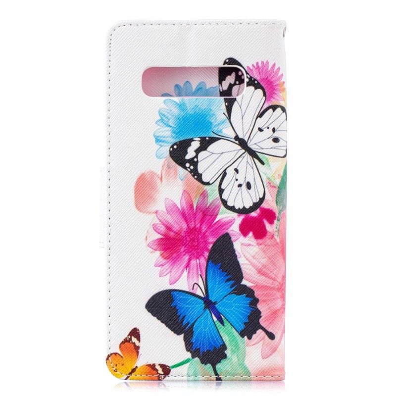 Housse Samsung Galaxy S10 Plus Papillons Et Fleurs Peints