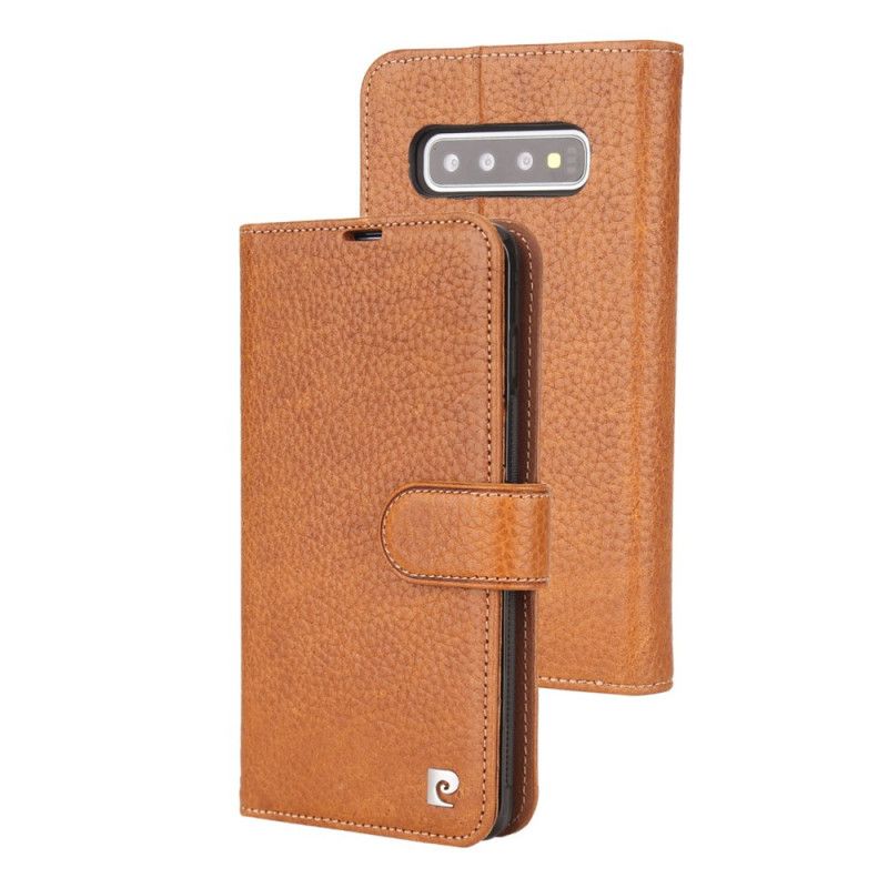 Housse Samsung Galaxy S10 Véritable Cuir Litchi Pierre Cardin