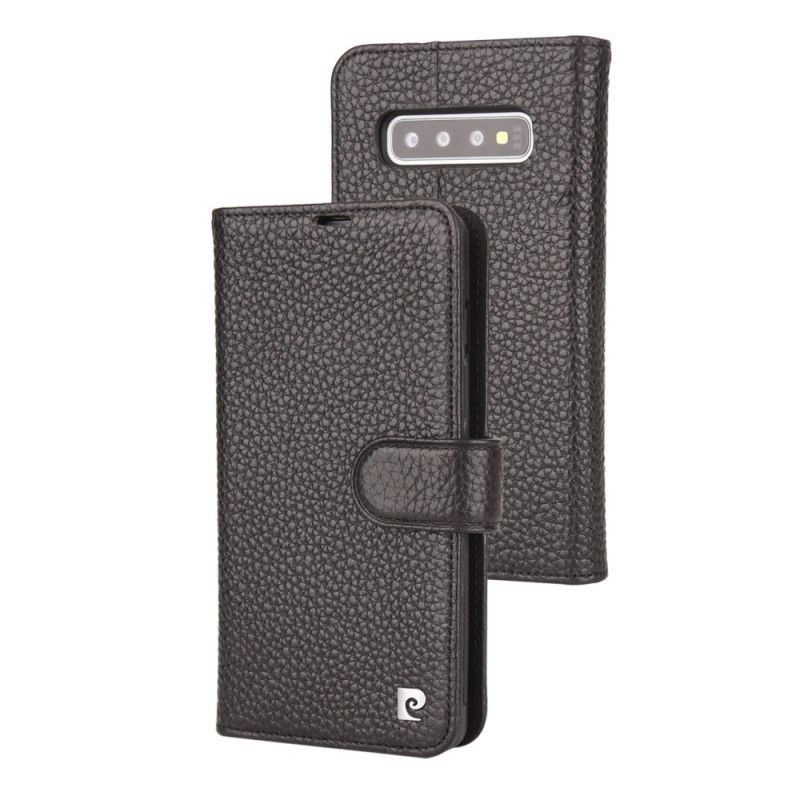 Housse Samsung Galaxy S10 Véritable Cuir Litchi Pierre Cardin