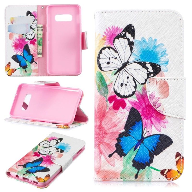 Housse Samsung Galaxy S10e Papillons Et Fleurs Peints