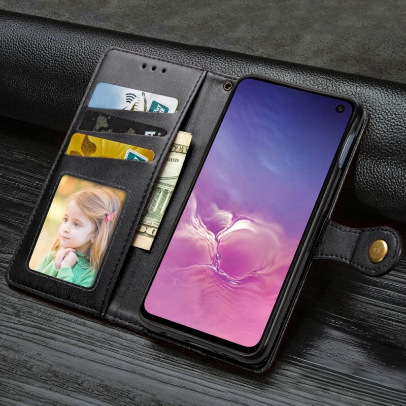 Étui Housse Samsung Galaxy S10e Simili Cuir Et Fermoir Vintage