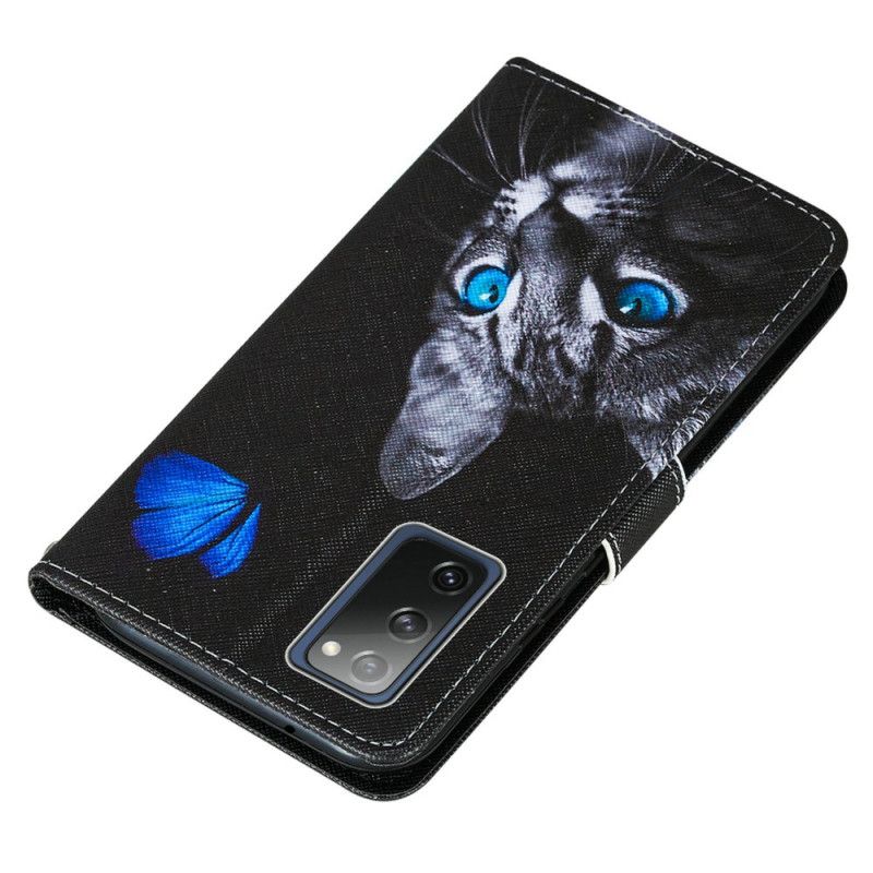 Housse Samsung Galaxy S20 Fe Chat Et Papillon Bleu