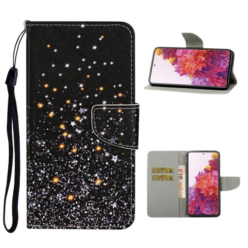 Housse Samsung Galaxy S20 Fe Étoiles Et Paillettes Avec Lanière