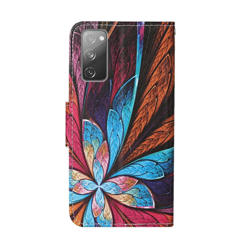 Housse Samsung Galaxy S20 Fe Feuilles Colorées Avec Lanière