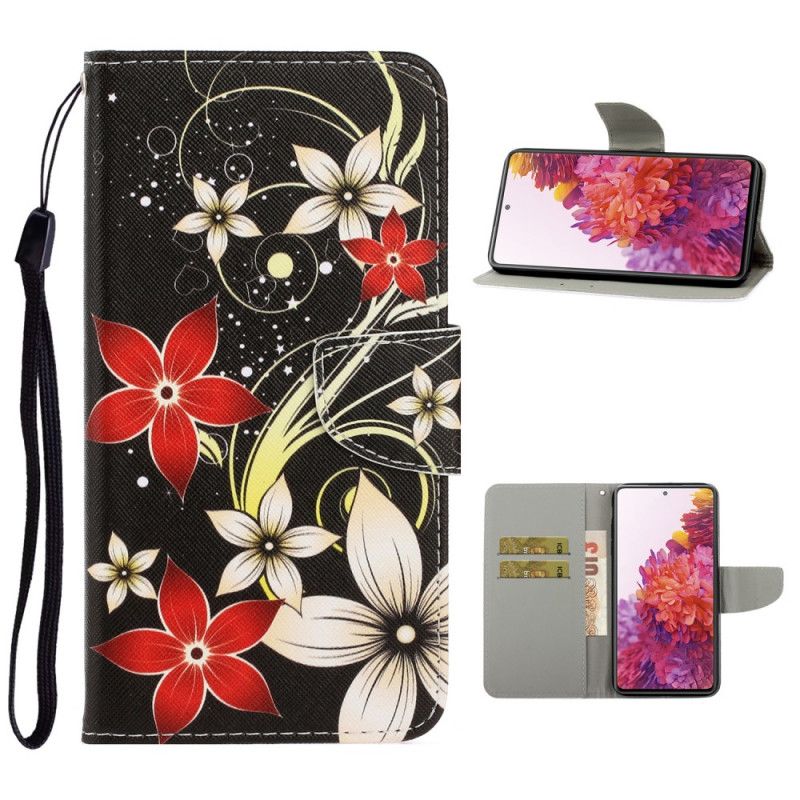 Étui Housse Samsung Galaxy S20 Fe Fleurs Colorées À Lanière