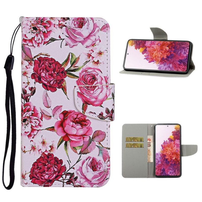 Housse Samsung Galaxy S20 Fe Fleurs Magistrales Avec Lanière