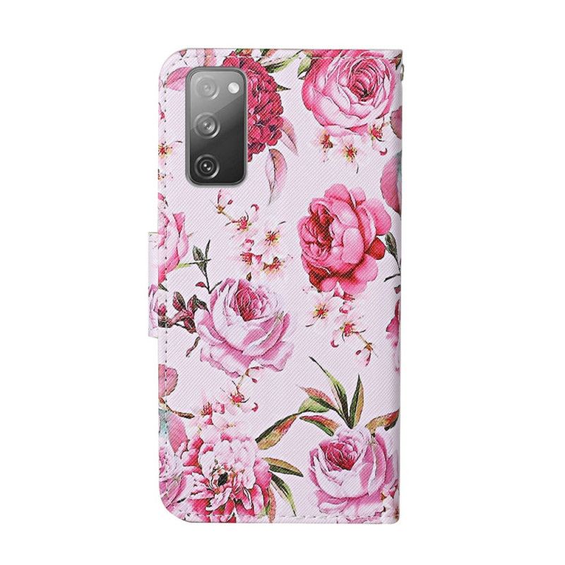 Housse Samsung Galaxy S20 Fe Fleurs Magistrales Avec Lanière