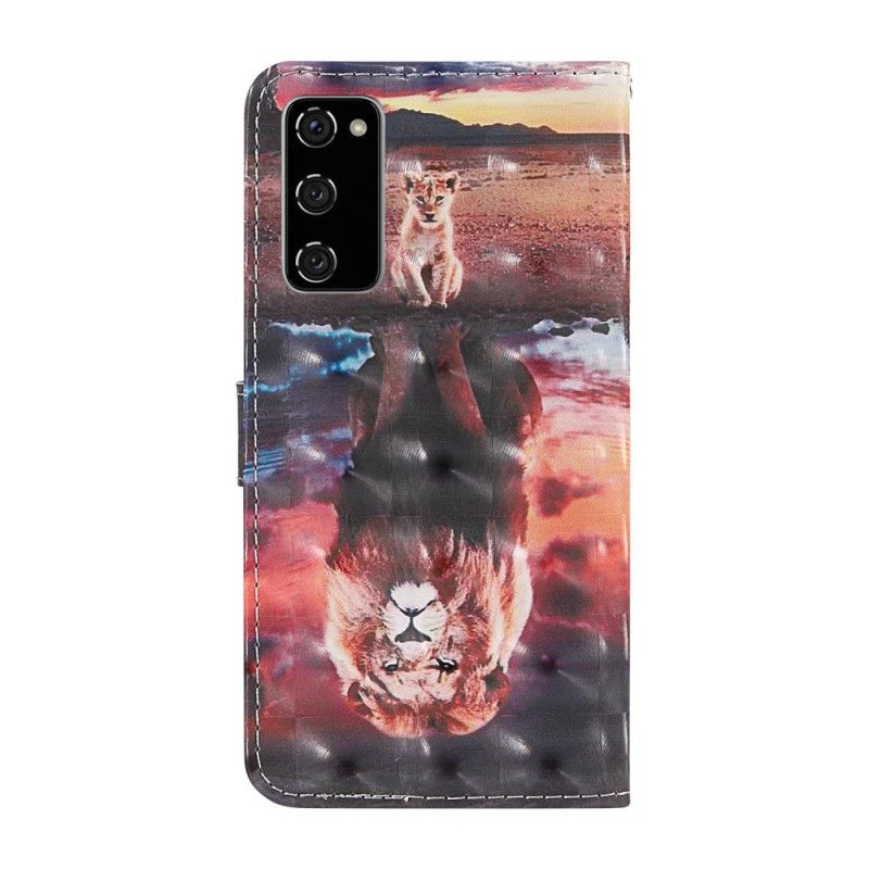 Housse Samsung Galaxy S20 Fe Light Spot Lion Avec Lanière