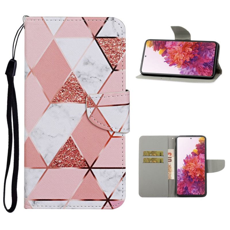 Housse Samsung Galaxy S20 Fe Marbre Et Paillettes Avec Lanière