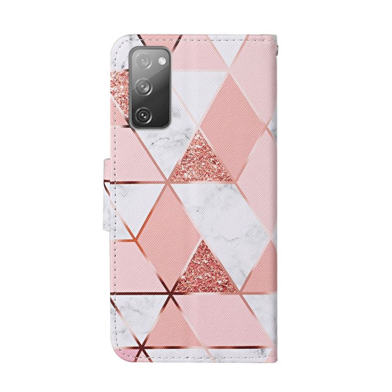 Housse Samsung Galaxy S20 Fe Marbre Et Paillettes Avec Lanière