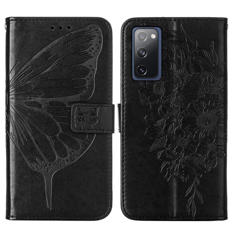 Housse Samsung Galaxy S20 Fe Papillon Design Avec Lanière