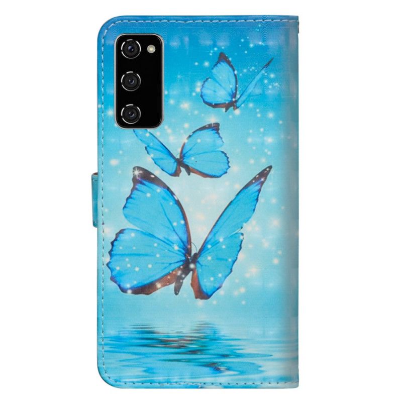 Housse Samsung Galaxy S20 Fe Papillons Bleus Volants