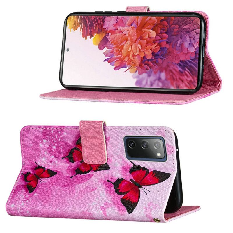 Housse Samsung Galaxy S20 Fe Simili Cuir Texturé Papillons