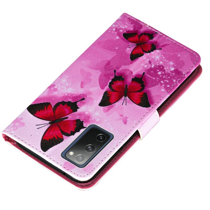 Housse Samsung Galaxy S20 Fe Simili Cuir Texturé Papillons